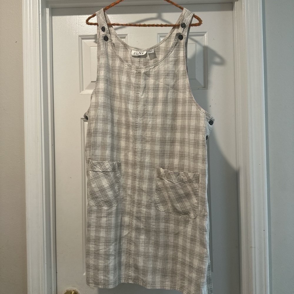 Plaid Midi Dress in Gray by FLAX